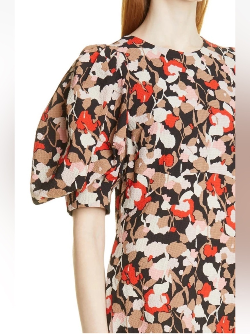 Ted Baker Black Floral Puff-Sleeve Midi Dress with Blush Accents size 2(us6) - Picture 5 of 16